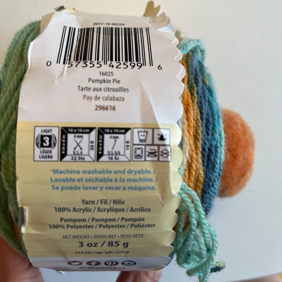 Caron Cupcakes Arn Pumpkin Pie Orange Pom Pom Knit Crochet Hat Beanie New - Picture 7 of 7